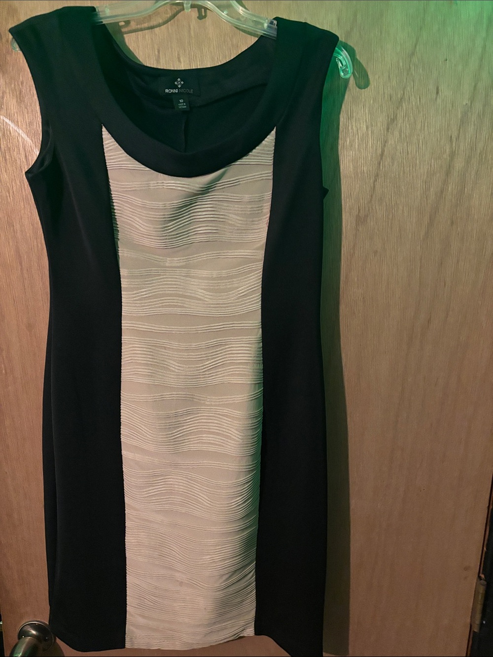 Ronni Nicole Black Dress with Cream Center Panel